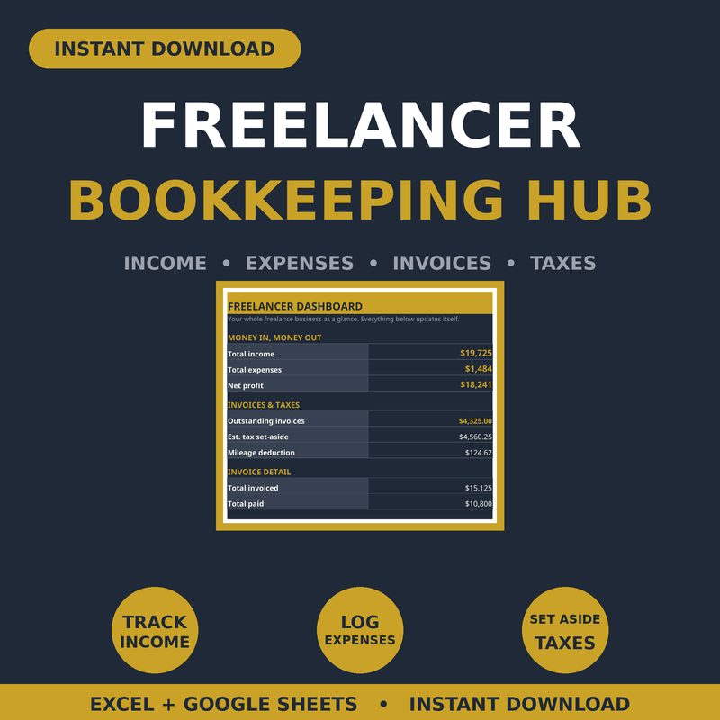 Freelancer Bookkeeping Hub — spreadsheet planner cover