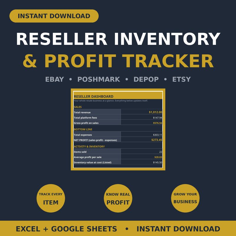 Reseller Inventory & Profit Tracker — spreadsheet planner cover
